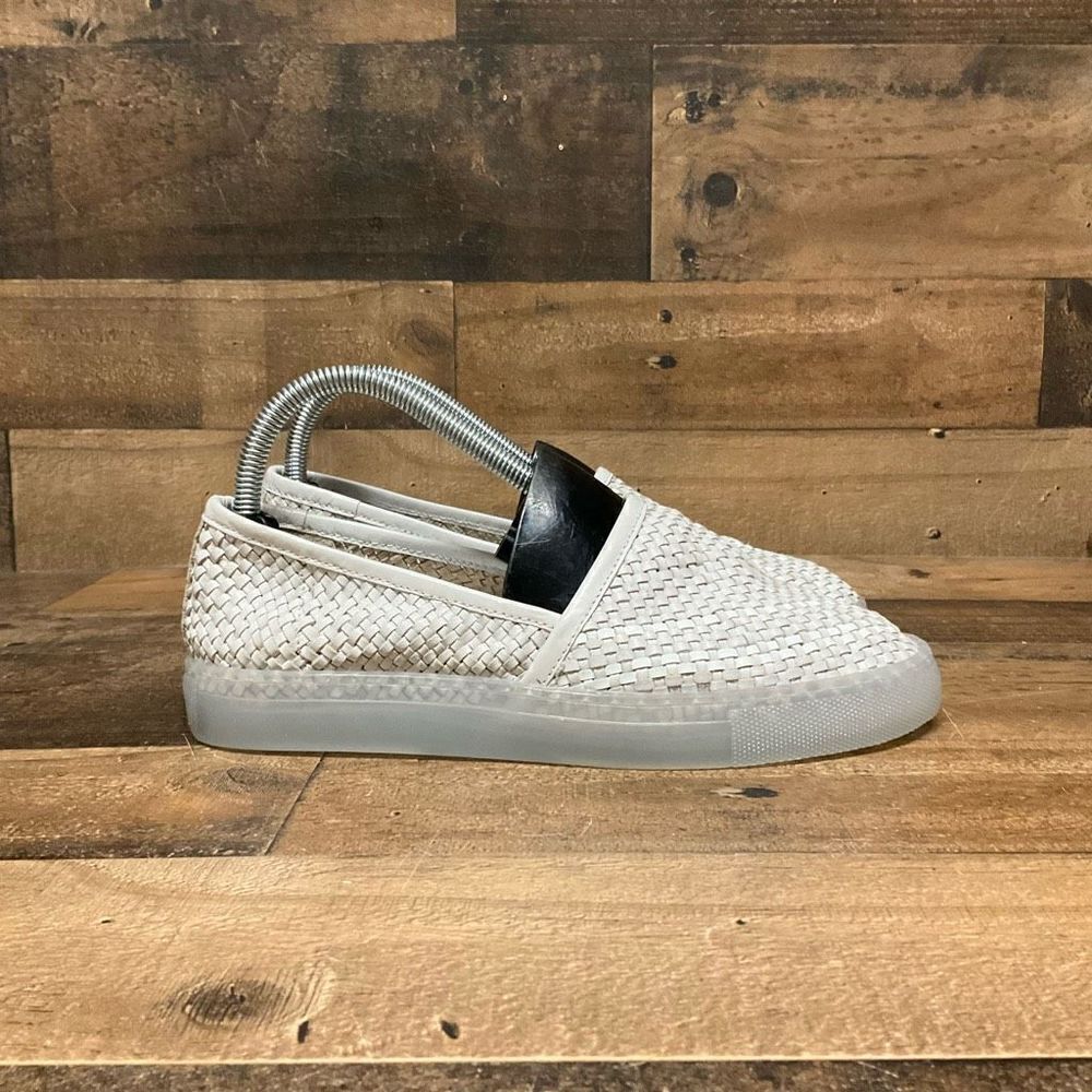 Free People Women’s Size 37 Santorini Sneaker White Woven Leather Slip On Shoes